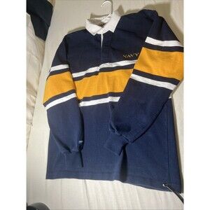 Barbarian Rugby Wear USNA Naval Academy Rugby Shirt Mens XL Blue Gold Stripe